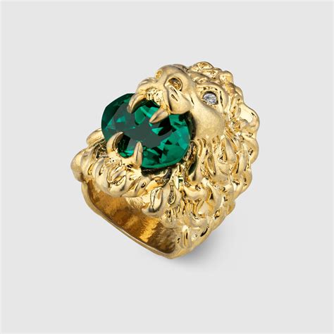 gucci anello leone|Anello testa di leone con cristallo trasparente .